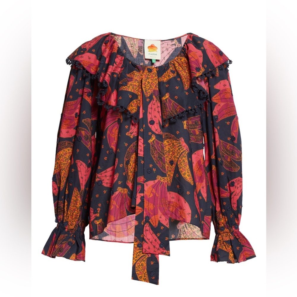 FARM Rio Patchwork Bananas Blouse Size Large - Picture 5 of 10